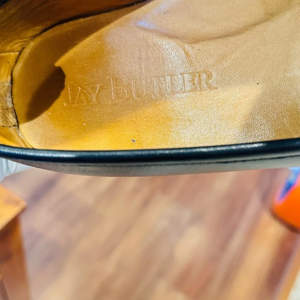 Jay Butler’s Horse Bit Black Leather Loafers with Gold Buckle. - Picture 12 of 13